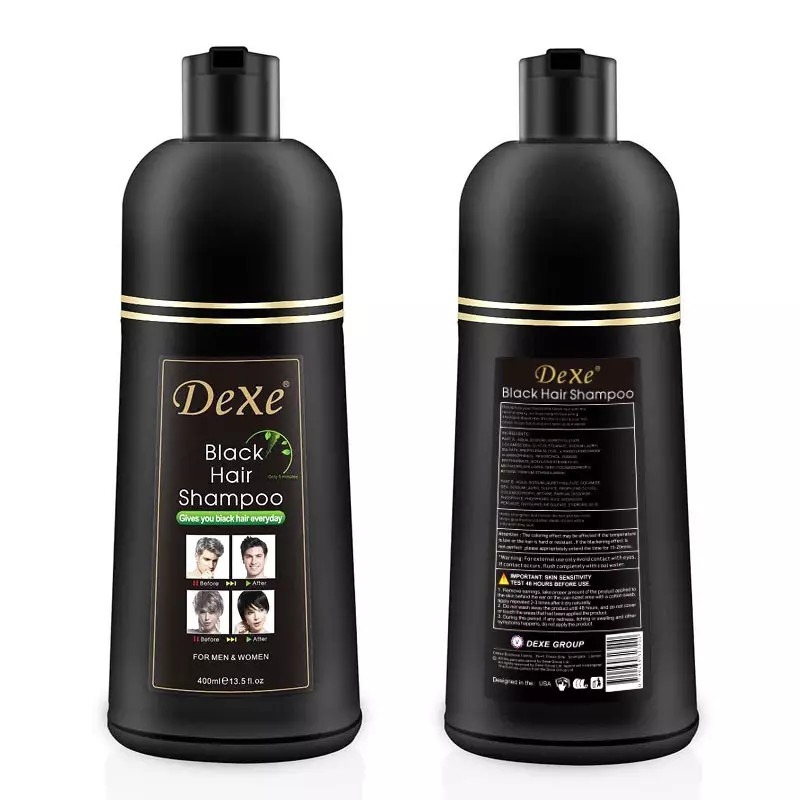 1PCS Dexe Natural Hair Color Dye Shampoo (400ml) - Black - Image 2