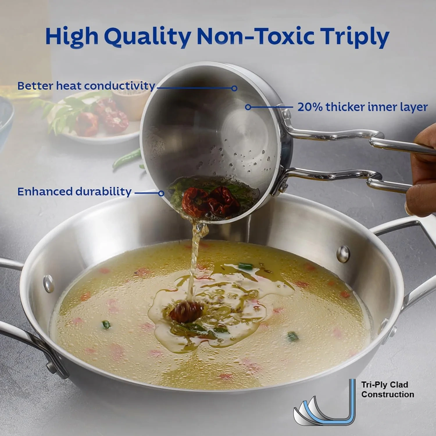 1PCS Premium Mini Tadka Pan with Heat-Resistant Long Handle - Image 5