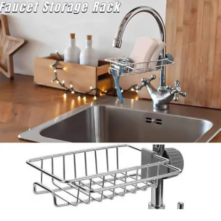 Stainless Steel Faucet Rack - কিচেন সিংক ও বাথরুমের জন্য স্মার্ট অর্গানাইজার - Image 3